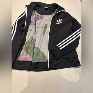 Adidas Black Europa Track Jacket Succulent Floral Lining Size Medium